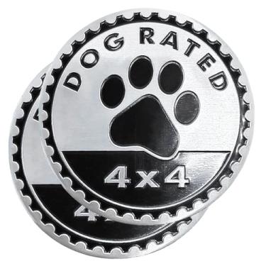 Imagem de EDINGM 2 Peças de Emblemas de Cães Classificados para Carros, Emblemas Automotivos de Metal 4x4, Emblemas de Carros de Metal Redondos 3D, Adesivos de Decalques de Emblemas de Carro
