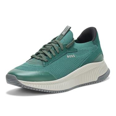 Imagem de BOSS Tênis de corrida masculino moderno com estrutura de malha, Esmeralda escura, 42
