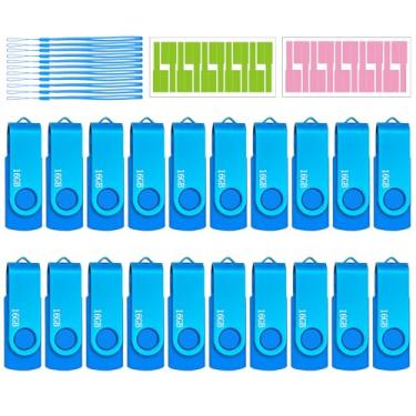 Imagem de Nicepicten Unidades flash USB FAT32 de 16 GB, pacote com 20, 16 GB, USB 2.0, pen drive, cartão de memória USB 2.0, pacote com 20, pacote com 20, azul, 16 GB