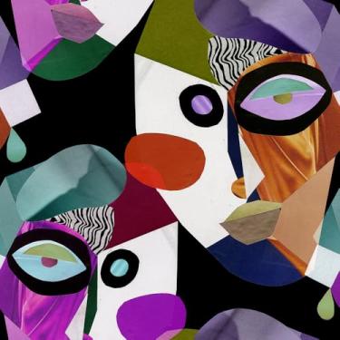 Imagem de WalRiddle Papel de parede moderno Abstarct rosto humano roxo arte descascar e colar papel de contato fácil de remover papel de parede adesivo para banheiro, impermeável, adequado para locatários