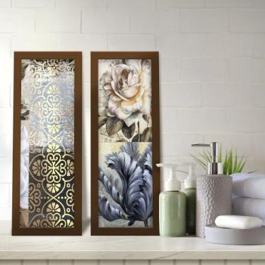 Imagem de Kit 2 Quadros Decorativos Lavabo Floral Provençal Vintage - Deliquadro