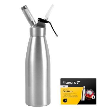 Imagem de Garrafa Sifão Flavors 1l + 10 Cápsulas de Gás para Chantilly