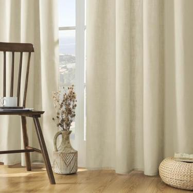 Imagem de Joydeco Conjunto de 2 painéis de cortinas de linho de 182 cm de comprimento, cortinas de sala de estar com filtragem de luz (L52 x C 182 cm, revestimento pistache)