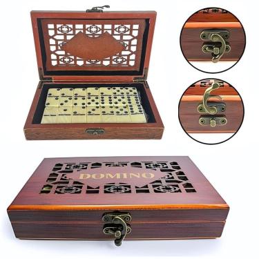 Imagem de Dominó Profissional 28 Pçs Caixa Madeira Envernizada Castela
