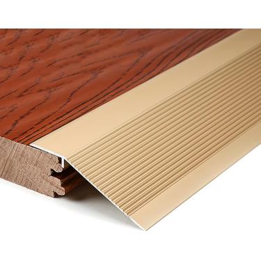 Imagem de Tira de perfil de transição de piso de 2 peças, 80cm/100cm/120cm, altura ajustável 0,8-5cm, transição final de liga de alumínio para carpete, azulejo, piso laminado, dourado, 1m * 2 Stück