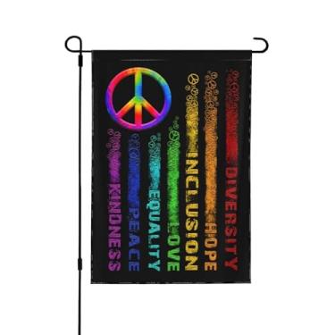 Imagem de Tie Dye Peace Kindness Peace Equalitylove Inclusion Hope Diversity Garden Flag for Outside 31.8 cm x 45.7 cm Yard Flag Decoration Banner Decor Yard Flag Gifts