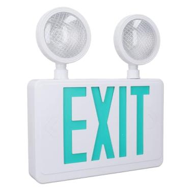 Imagem de Combinamento de Luz de Emergência de Sinal de Saída Verde Combo Ajustável Two Head, Backup Backup Luz de Saída, Bateria de 1800mAh, Integrada/Incorporada