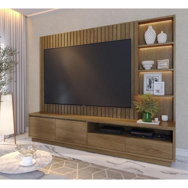 Imagem de Home Theater Cancún com Led 04 Gavetas  e Painel Ripado Amendôa - Colibri