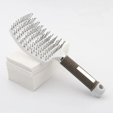 Imagem de Pente para cabelo molhado e cacheado, escova desembaraçadora para cabelo, pente para massagem no couro cabeludo feminino, pente fofo para salão de cabeleireiro, ferramentas de modelagem (branco - sem