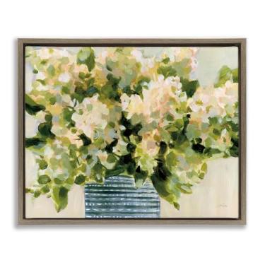 Imagem de Stupell Industries Vaso pontilhado de hortênsias marrom flutuador tela emoldurada arte design de parede por Katrina Pete, 80 x 63 cm