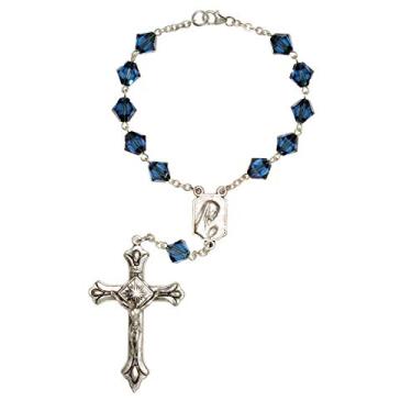 Imagem de Rosário automático de uma década feito com cristais/vidro Swarovski - comunhão, confirmação, Natal e mais Azul