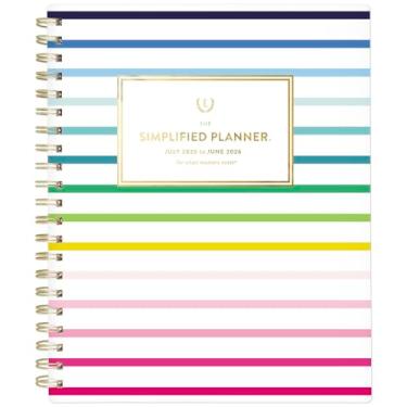 Imagem de AT-A-GLANCE Planner 2025-2026 Academic, simplificado por Emily Ley, semanal e mensal, 21 cm x 28 cm, grande, abas mensais, capa flexível, listra feliz (EL37-905A)
