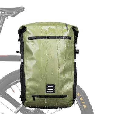 Imagem de Kinpit Bolsa de bicicleta multifuncional, bolsa de bicicleta para ciclismo, assento traseiro, mochila para porta-malas de bicicleta, bolsa de selim para banco traseiro com capa de capacete (verde