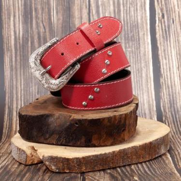 Imagem de Cinto Country Feminino Couro Estilo Rodeio Western com Rebites - Pampa