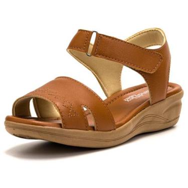 Imagem de Sandália Ortopédica Feminina Salto Anabela - Floratine, Marrom, 35