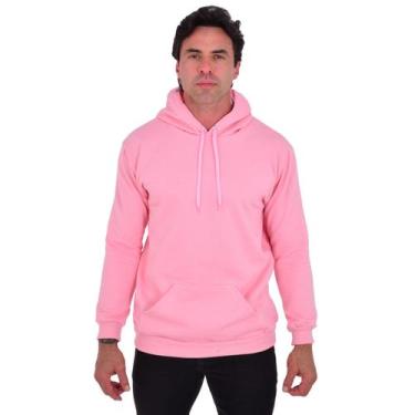 Imagem de Moletom Masculino Confortável Algodão Frio Canguru Art Life, P, Rosa
