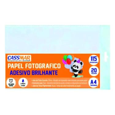 Imagem de Papel Fotográfico Adesivo A4 Brilhante 115g Cassmar 20fls