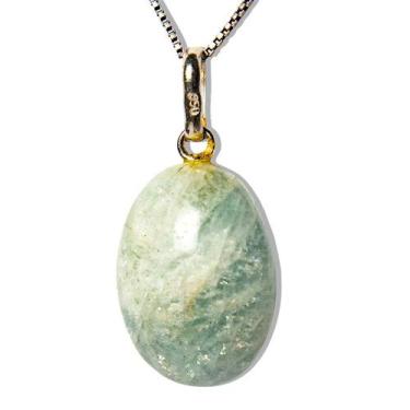 Imagem de Colar Cabochão Aguas Marinhas 15mm Pedra Natural Prata 950 - Cristaisd