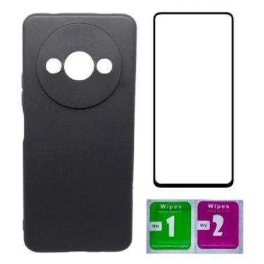 Imagem de Capa Preta Aveludada Para Redmi A3 + Pelicula Vidro 3D - Mustangshop, 