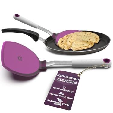 Imagem de KPKitchen Espátula de panqueca larga – espátula de silicone extra grande resistente ao calor para panelas antiaderentes – perfeita para panquecas, crepes e ovos – ferramenta de cozimento ideal para