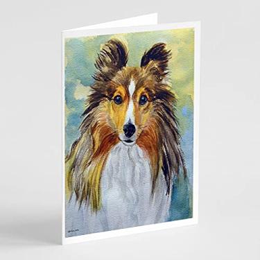 Imagem de Caroline's Treasures 7397GCA7P Cartões comemorativos e envelopes Sheltie Toby, pacote com 8, 7 x 5, multicolorido