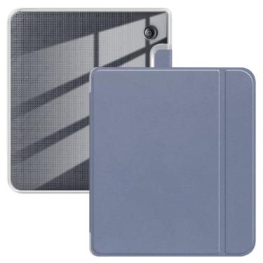 Imagem de Capa para 7 polegadas Kobo Libra Color lançado em 2024, capa traseira de TPU transparente ultra transparente macia e flexível com hibernar/despertar automático para Kobo Libra, cinza escuro