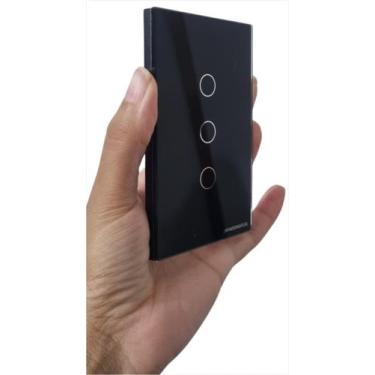 Imagem de Espelho Frontal Vidro Interruptor 3 Botões Novadigital 4x2