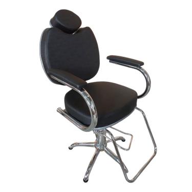 Imagem de Poltrona Cadeira Para Salão Cabeleireiro Barbeiro Fixo Preto