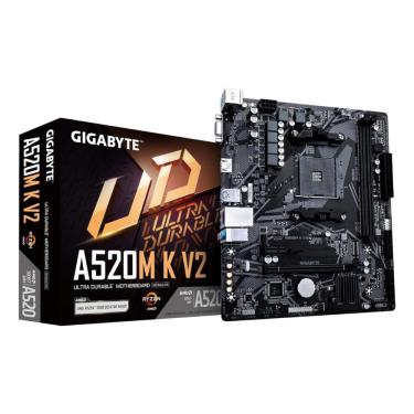 Imagem de Gigabyte A520M K V2 (AM4 - DDR4 5100 o. C) - Chipset amd A520 - USB 3.2 - Slot M.2 - Micro atx