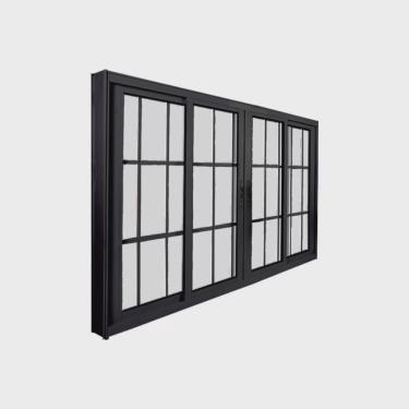 Imagem de Janela de Correr Abertura Central Premium 4 Folhas com Grade Vidro Liso 100x120cm Espresso
