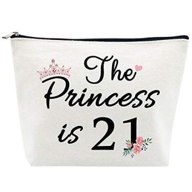 Imagem de 21 Presentes de aniversário para as mulheres Melhor amiga Filha Engraçado 21 anos de idade Presente de aniversário para ela A princesa é 21 saco de ma