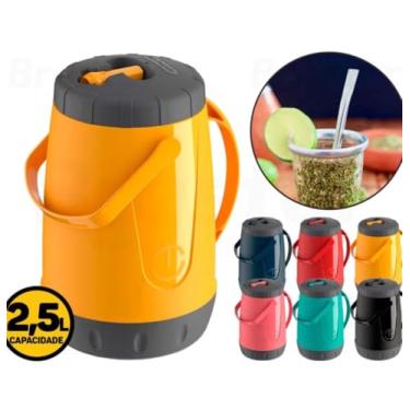 Imagem de Garrafa Térmica 2,5L com Bico Dosador, Alça Dupla para Transporte, 26,2cm de Altura, Ideal para Chá, Café, Suco e Tereré