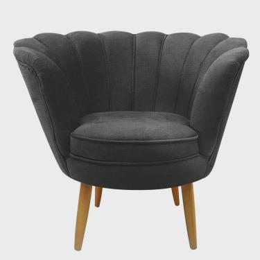 Imagem de Poltrona Cadeira Pétala de Flor Plus Luxo Confort Linho Grafite - Ahazzo Móveis