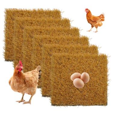 Imagem de MUYG Pacote com 6 almofadas de caixa de nidificação de frango, tapete de grama artificial lavável, cama de galinha, reutilizável, para colocar ovos, grama, para galinheiros, animais de estimação