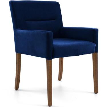 Imagem de Cadeira Para Sala Angel Base Madeira Veludo Azul Royal - Nexta Casa