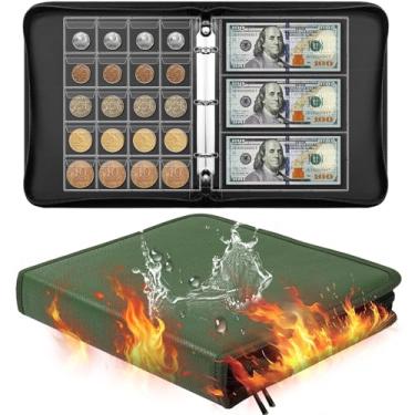 Imagem de Ettonsun Porta-livros de coleção de moedas à prova de fogo para colecionadores, 460 bolsos, organizador de moedas, álbum de moedas e 36 capas de moeda, porta-dinheiro, estojo de armazenamento de