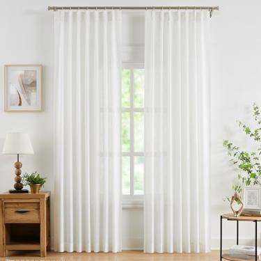 Imagem de WEST LAKE Cortinas plissadas White Bailey Pinch para quarto e sala de estar, cortinas modernas de filtragem de luz 280 cm de comprimento, tratamento de janela plissada francesa, abas traseiras, 101,6