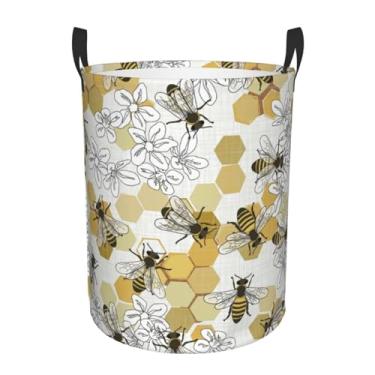 Imagem de Cesto de lavanderia Bee dobrável à prova d'água, balde de roupas, organizador de brinquedos para banheiro, quarto, grande, 62,8 litros
