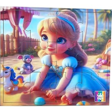 Imagem de Quebra-Cabeça Infantil Princesas Bebê 13 Peças Tabuleiro em MDF