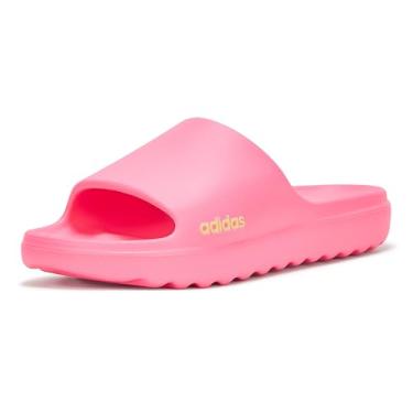 Imagem de adidas Sandália unissex Adilette Lumia Slide para adultos, Rosa lúcido/rosa lúcido/limão, 13 Women/12 Men