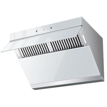 Imagem de Tieasy Exaustor De Cozinha De 30 Polegadas, 900 Cfm, Para Montagem Em Parede, Com Função De Limpeza Automática, Controle Por Gestos E Toque, Superfície De Vidro Temperado Cinza Prateado, Exaustor D