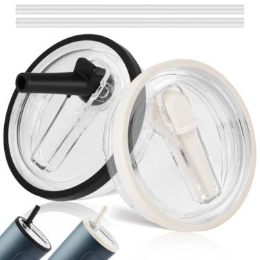 Imagem de Pacote com 2 tampas de substituição com canudo flip de 1,134 g, à prova de derramamento e resistentes a respingos para Stanley Quencher, capas de copo reutilizáveis à prova de poeira, serve para copos