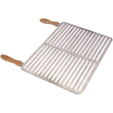 Imagem de Grelha para Churrasco 40x30 em Alumínio Batido cabos madeira