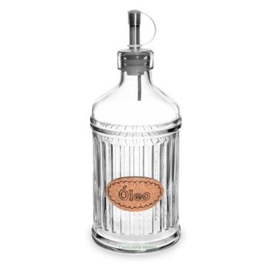 Imagem de Galheteiro Garraga Vidro com Bico Dosador Inox Grosso Porta Óleo 500ml