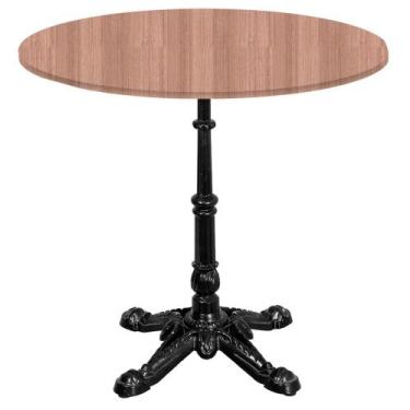 Imagem de Base de Mesa Apus em Ferro Preto 75 cm (Alt) Tampo MDP Redondo Noce Na