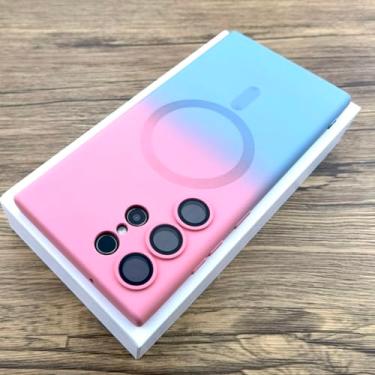 Imagem de Capa de silicone gradiente para Samsung Galaxy S24 S23 S22 S21 S20 Ultra Plus FE Note 20 10 S 24 23 22 S20FE Charge Cover, rosa azul, para Samsung S21 Plus