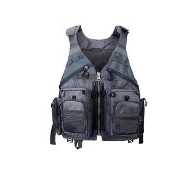 Imagem de Colete de pesca de mosca da Obcursco para homens e mulheres com malha respirável, truta de pesca, para pesca ao ar livre, Cinza, One Size Fit