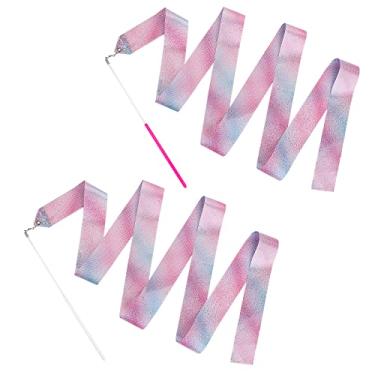 Imagem de Abeillo 2 peças de fitas de dança rítmica, varinha de fita de ginástica de 78,7 polegadas fita dançante para crianças, serve para ginástica artística de dança, shows de carnaval de circo, bastão girando (roxo)