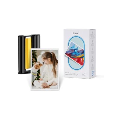 Imagem de Papel fotográfico e cartucho Liene Amber M100/M200 para Impressora fotográfica, 40 folhas de papel fotográfico 10 x 15 cm e 1 refil de cartucho apenas para DHP512/DHP513