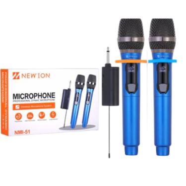 Imagem de Microfone Sem Fio Duplo Profissional, Recarregável, Preto, para Eventos e Apresentações